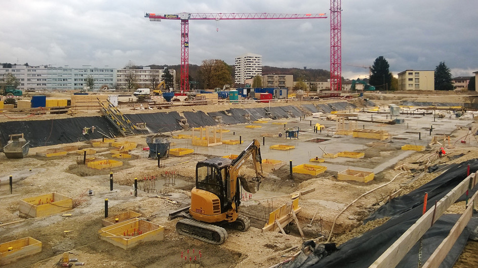 Werkleitungen für das Stade à la Tuilière in Lausanne